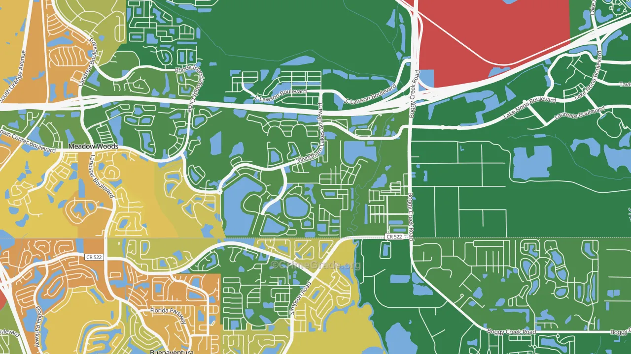 Wyndham Lakes Estates, Meadow Woods, FL Map of Robbery Rates