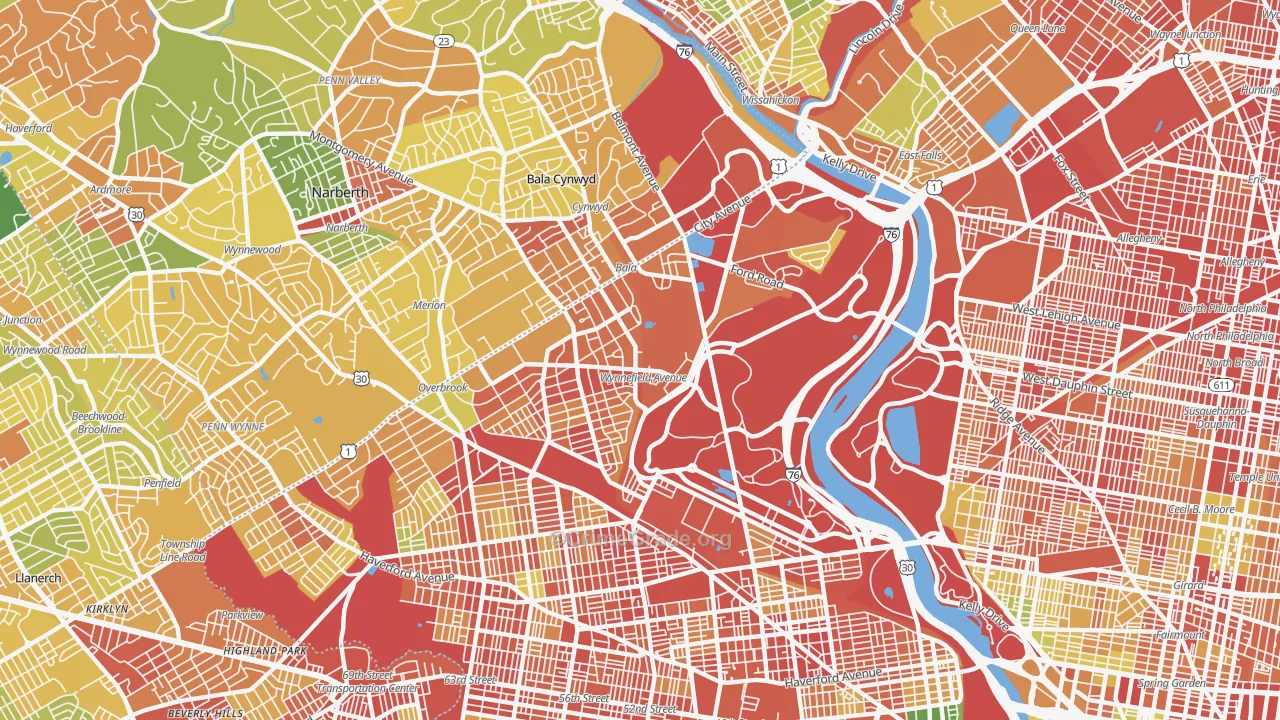 Wynnefield, Philadelphia, PA Map of Robbery Rates