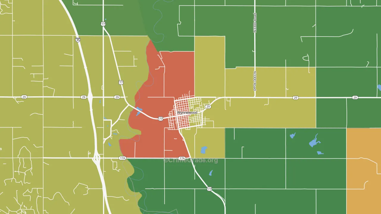 Wynnewood, OK Map of Robbery Rates