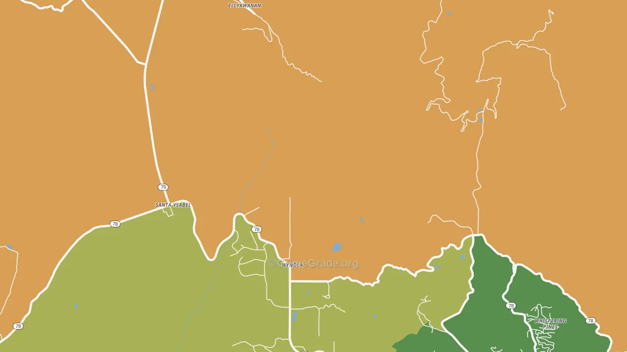 Wynola, CA Map of Robbery Rates