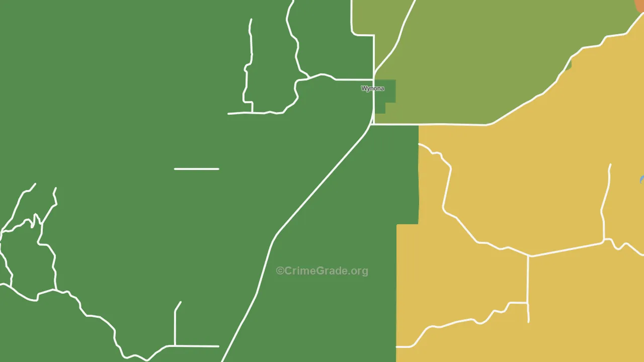 Wynona, OK Map of Robbery Rates