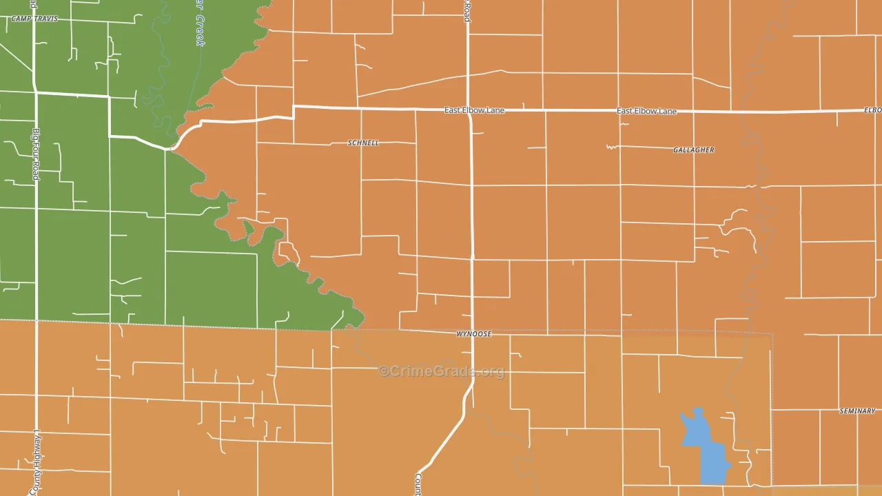 Wynoose, IL Map of Robbery Rates