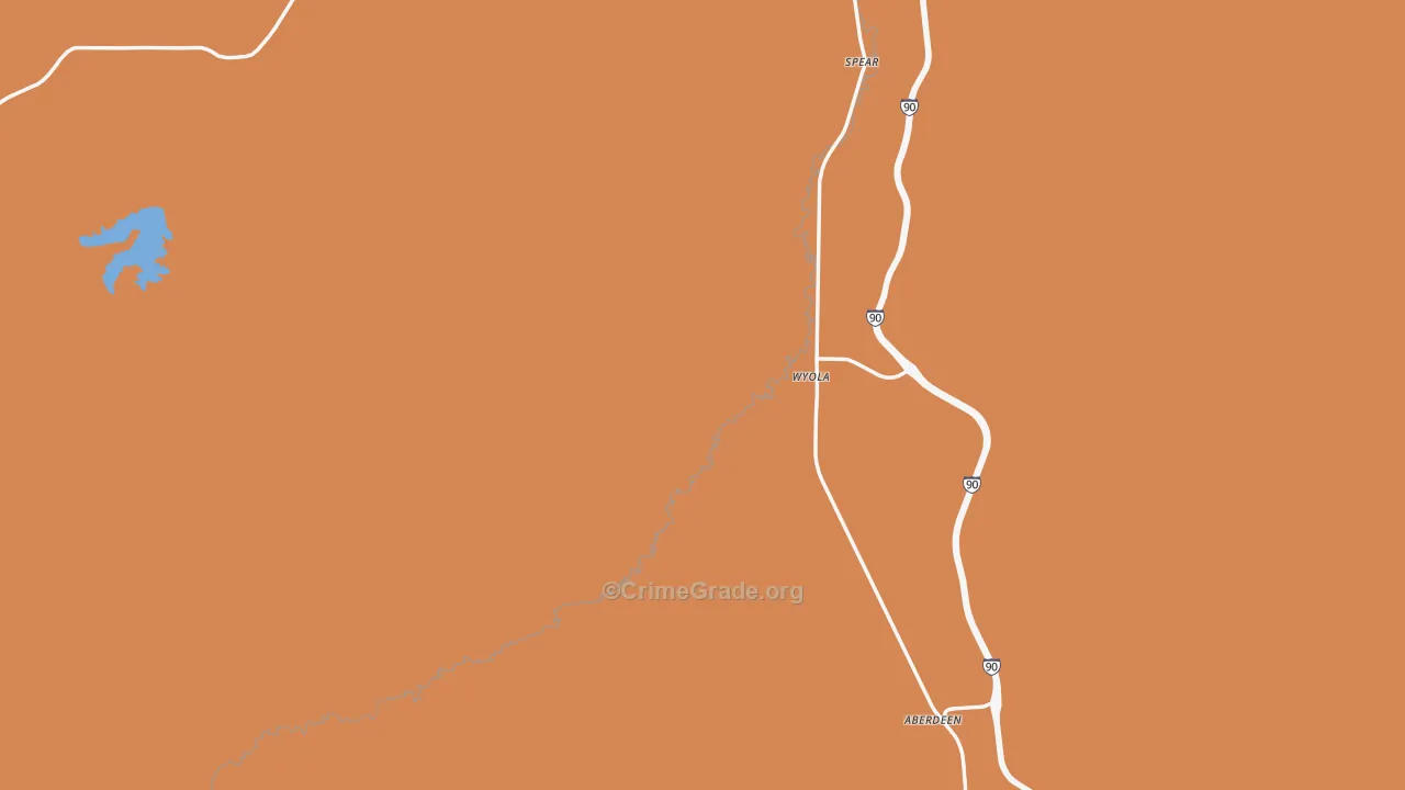 Wyola, MT Map of Robbery Rates