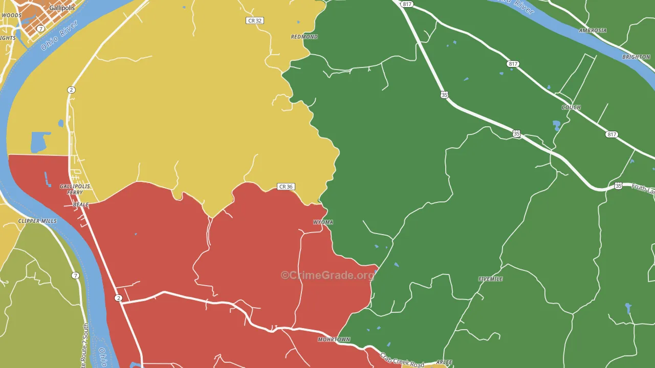 Wyoma, WV Map of Robbery Rates