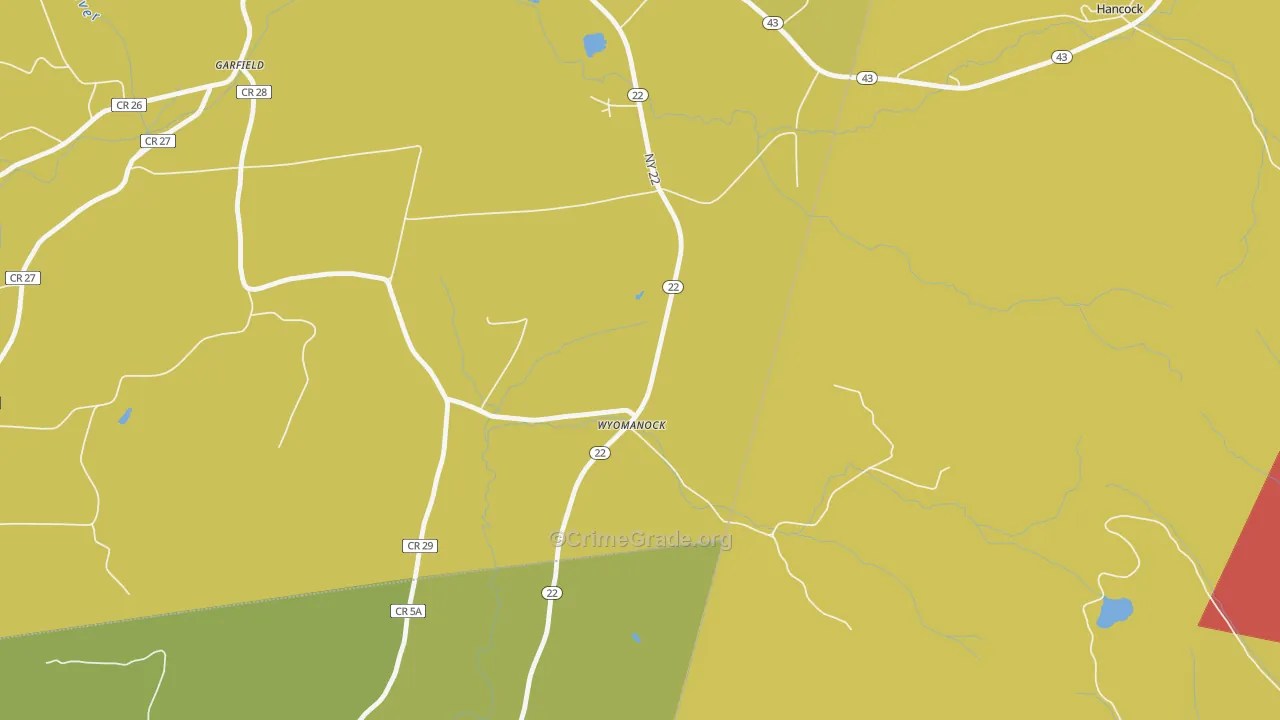 Wyomanock, NY Map of Robbery Rates