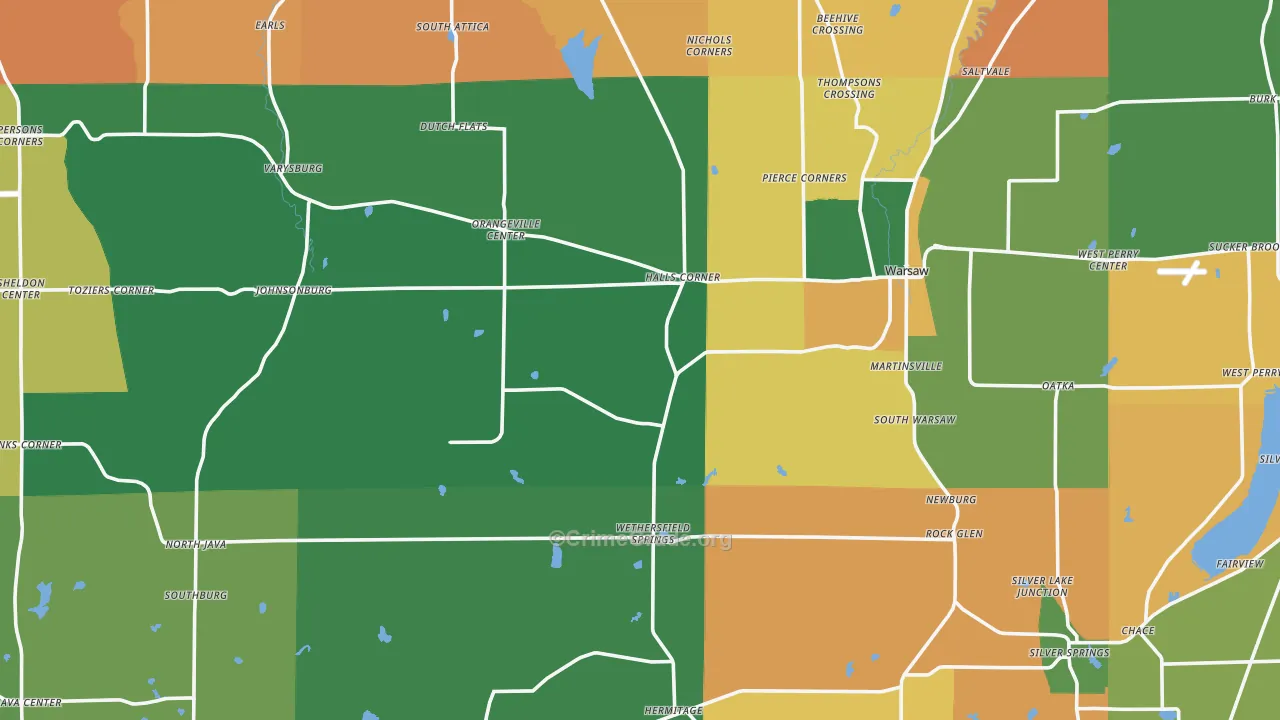 Wyoming County, NY Map of Robbery Rates