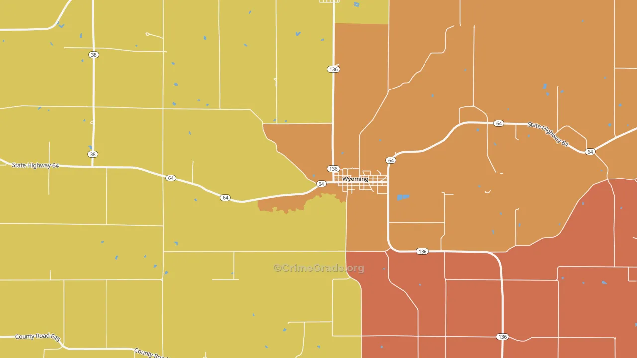 Wyoming, IA Map of Robbery Rates