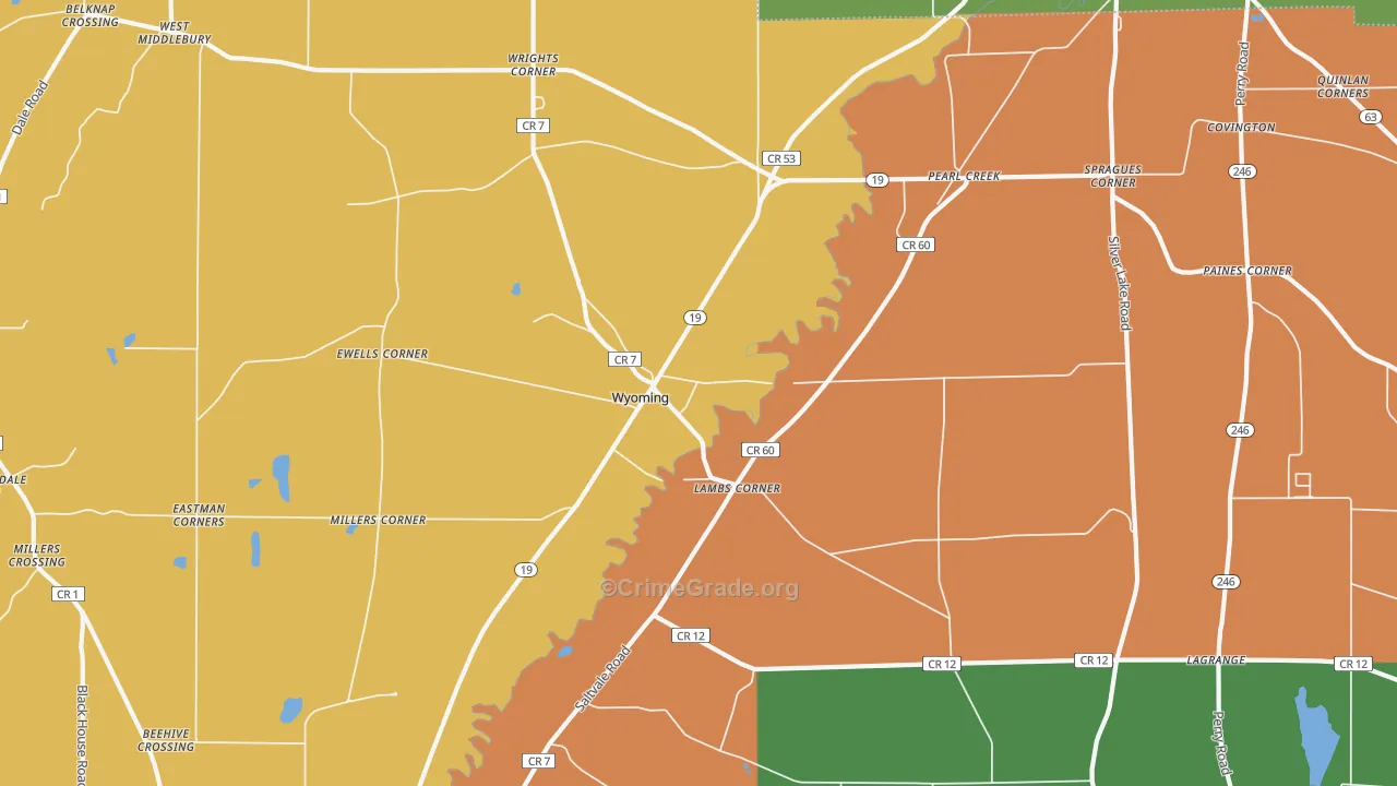 Wyoming, NY Map of Robbery Rates