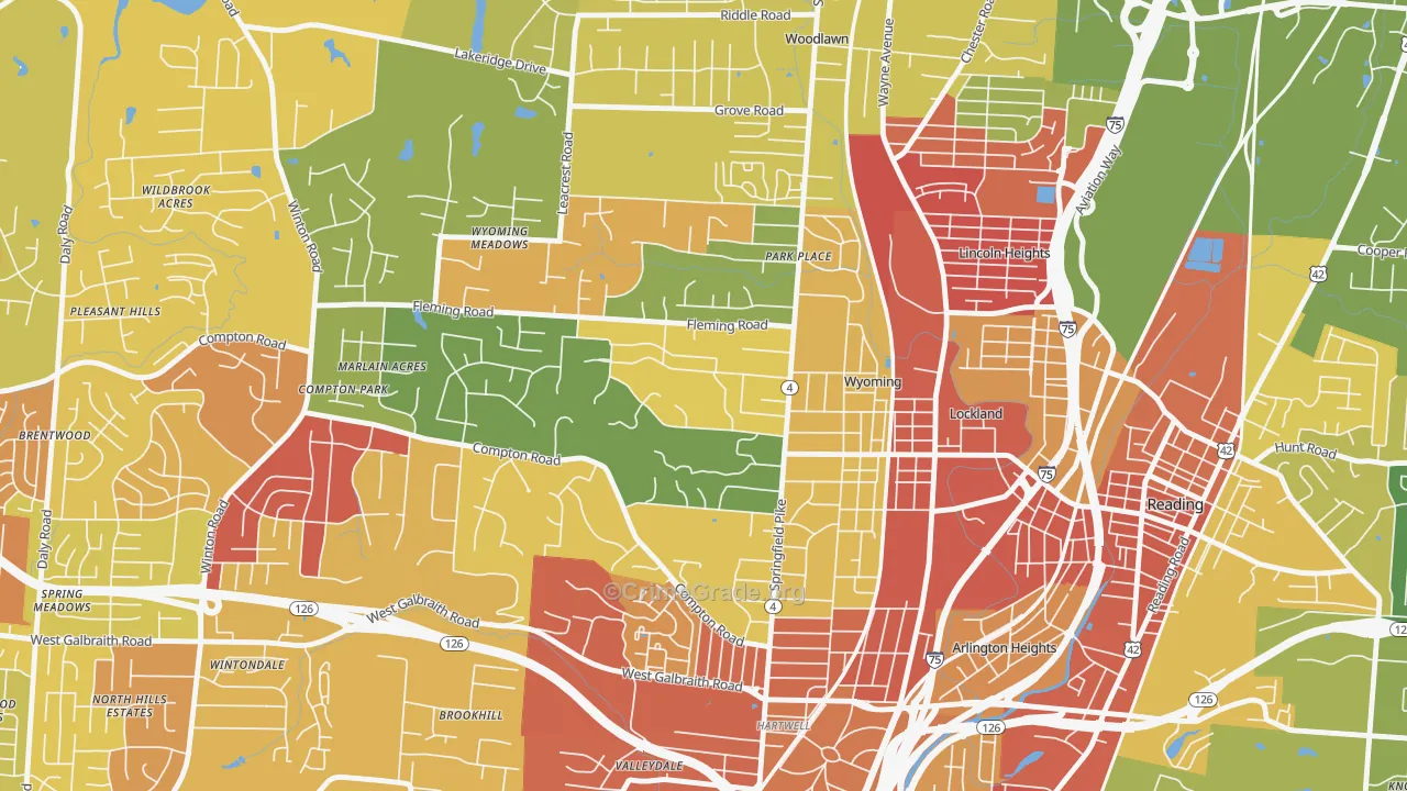 Wyoming, OH Map of Robbery Rates