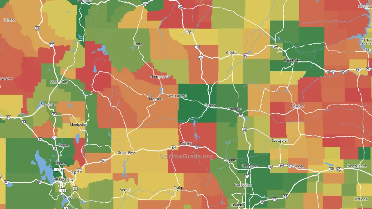 Wyoming Map of Robbery Rates