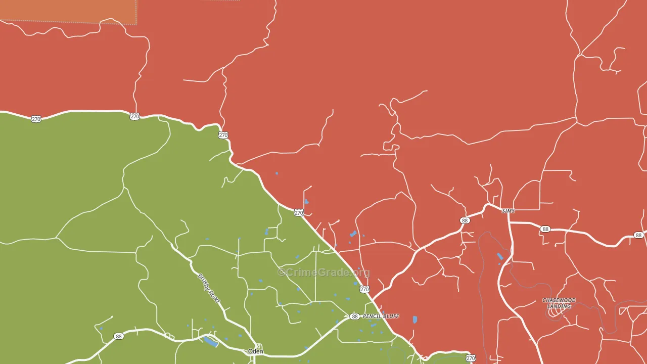 Y City, AR Map of Robbery Rates