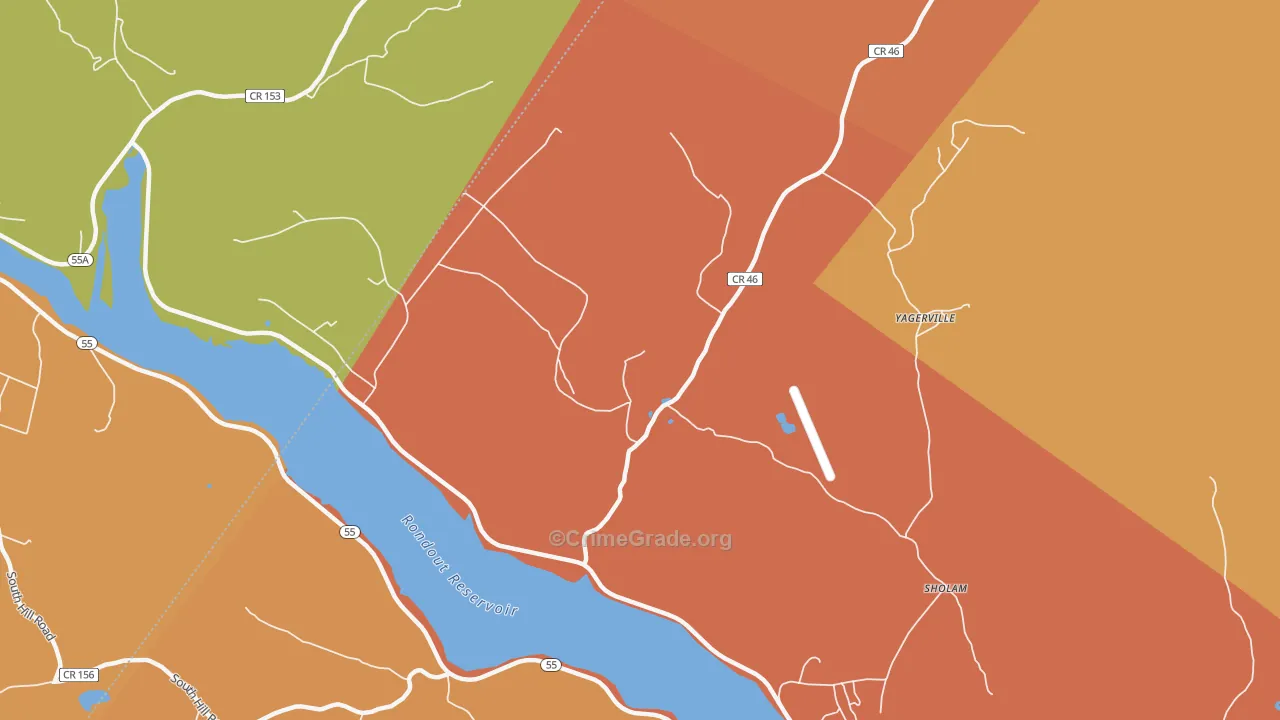 Yagerville, NY Map of Robbery Rates
