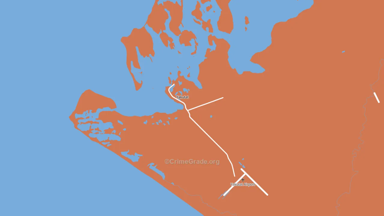 Yakutat, AK Map of Robbery Rates