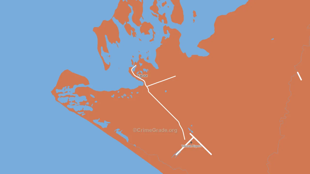Yakutat City and Borough, AK Map of Robbery Rates