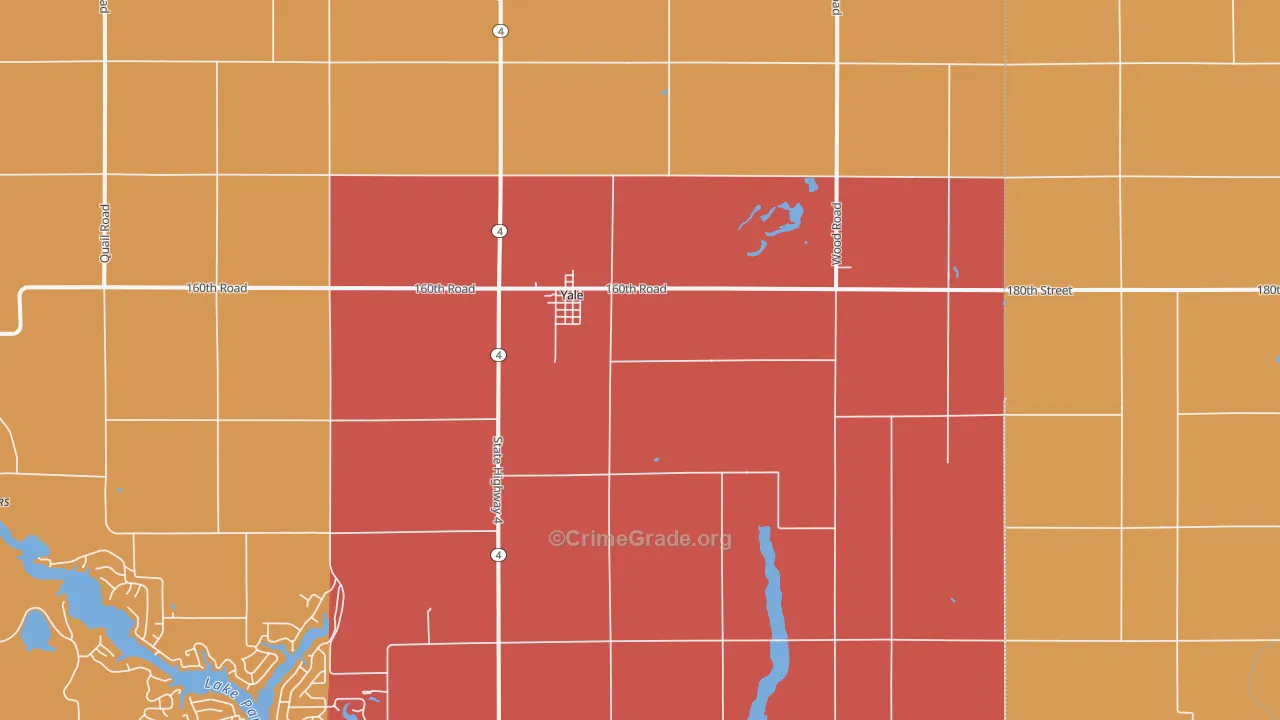 Yale, IA Map of Robbery Rates