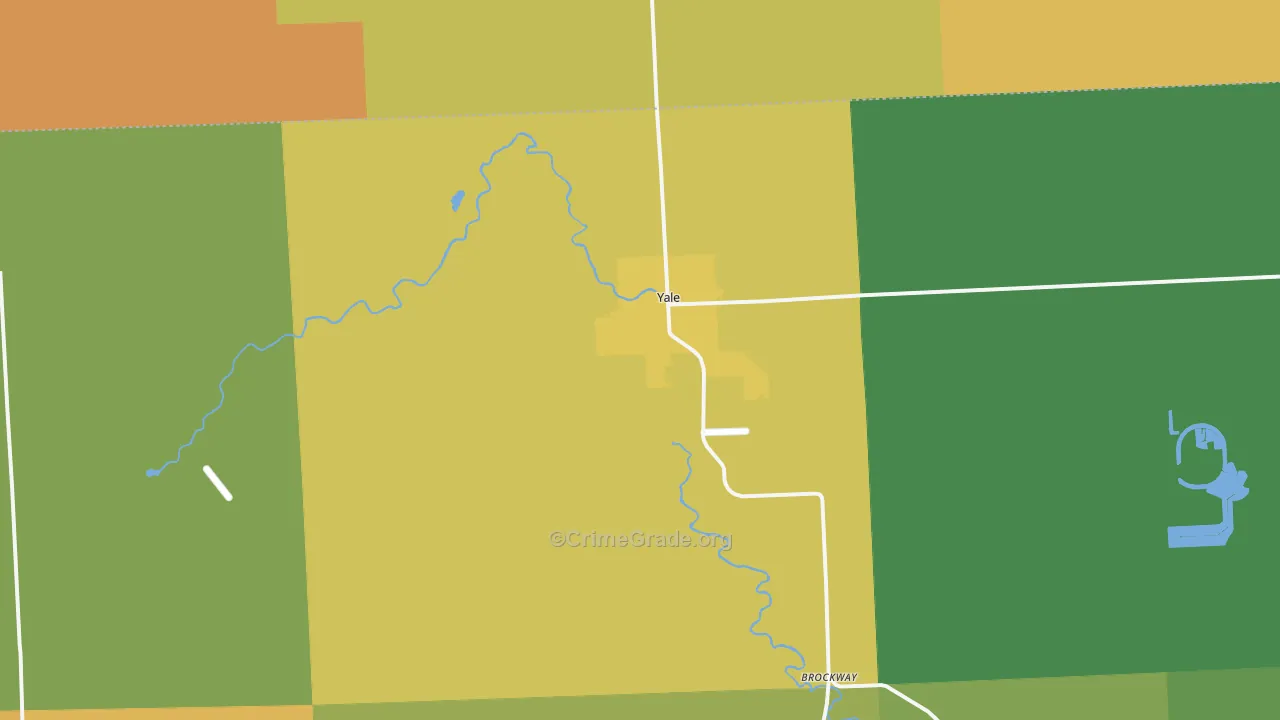 Yale, MI Map of Robbery Rates