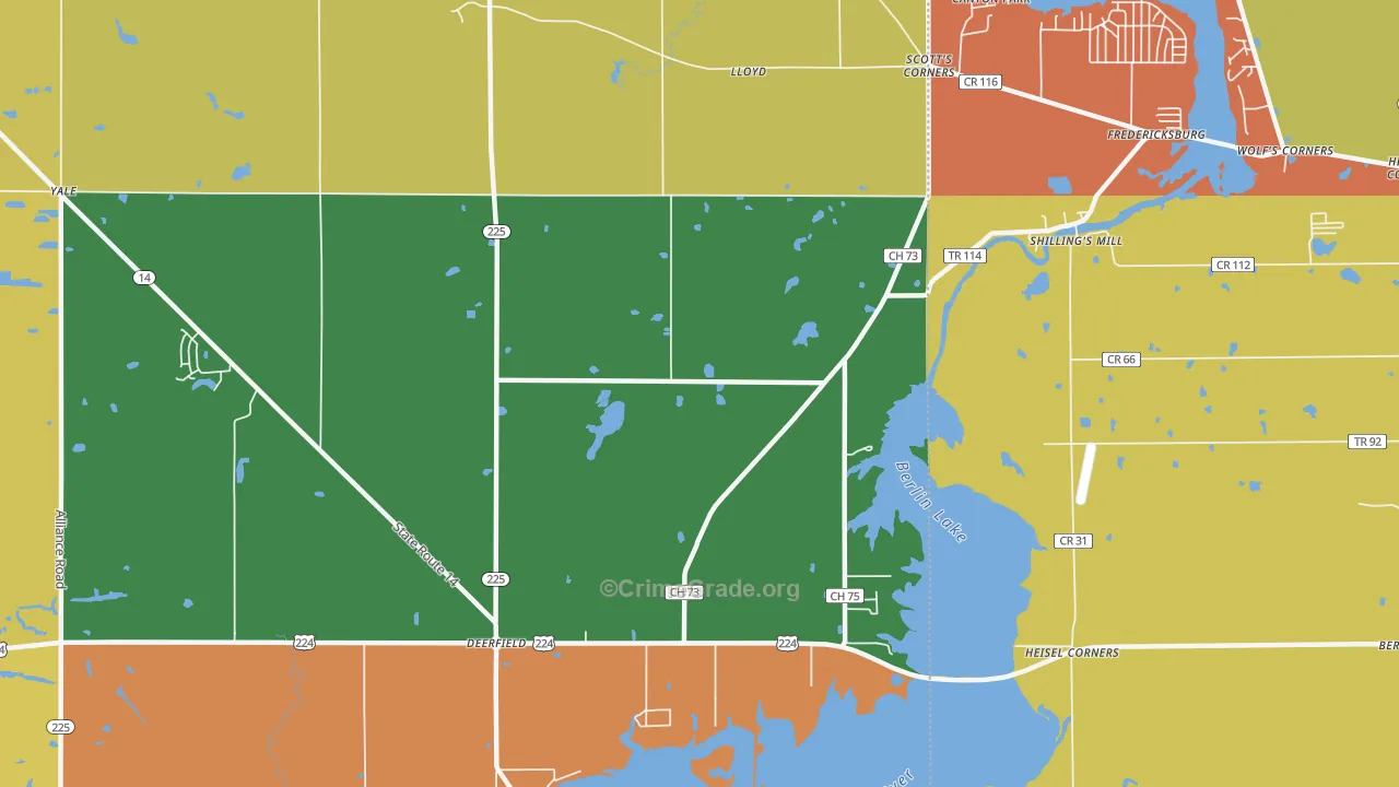 Yale, OH Map of Robbery Rates