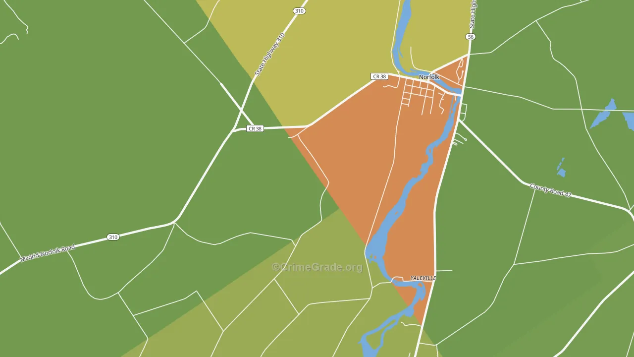 Yaleville, NY Map of Robbery Rates