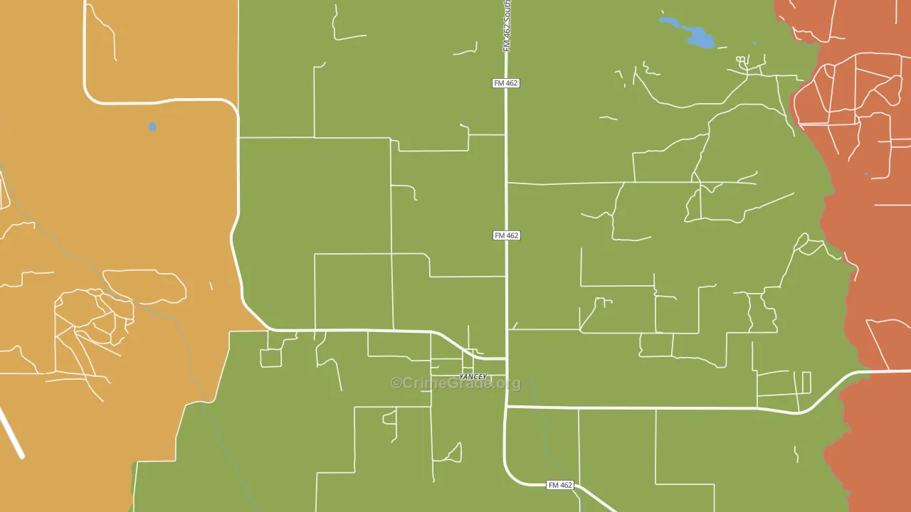 Yancey, TX Map of Robbery Rates