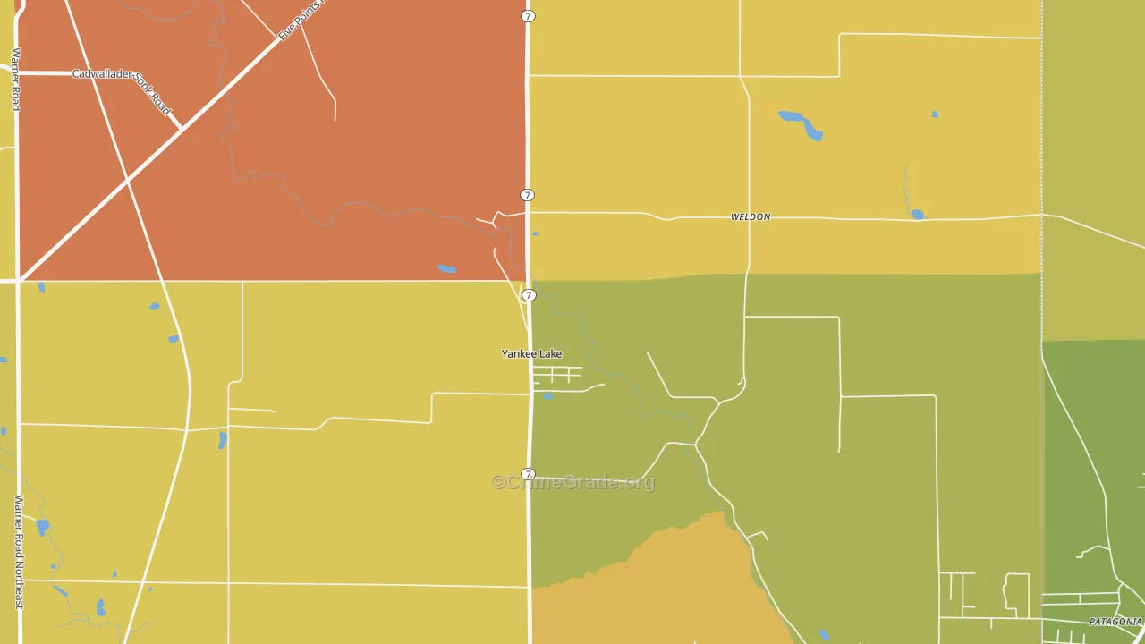 Yankee Lake, OH Map of Robbery Rates