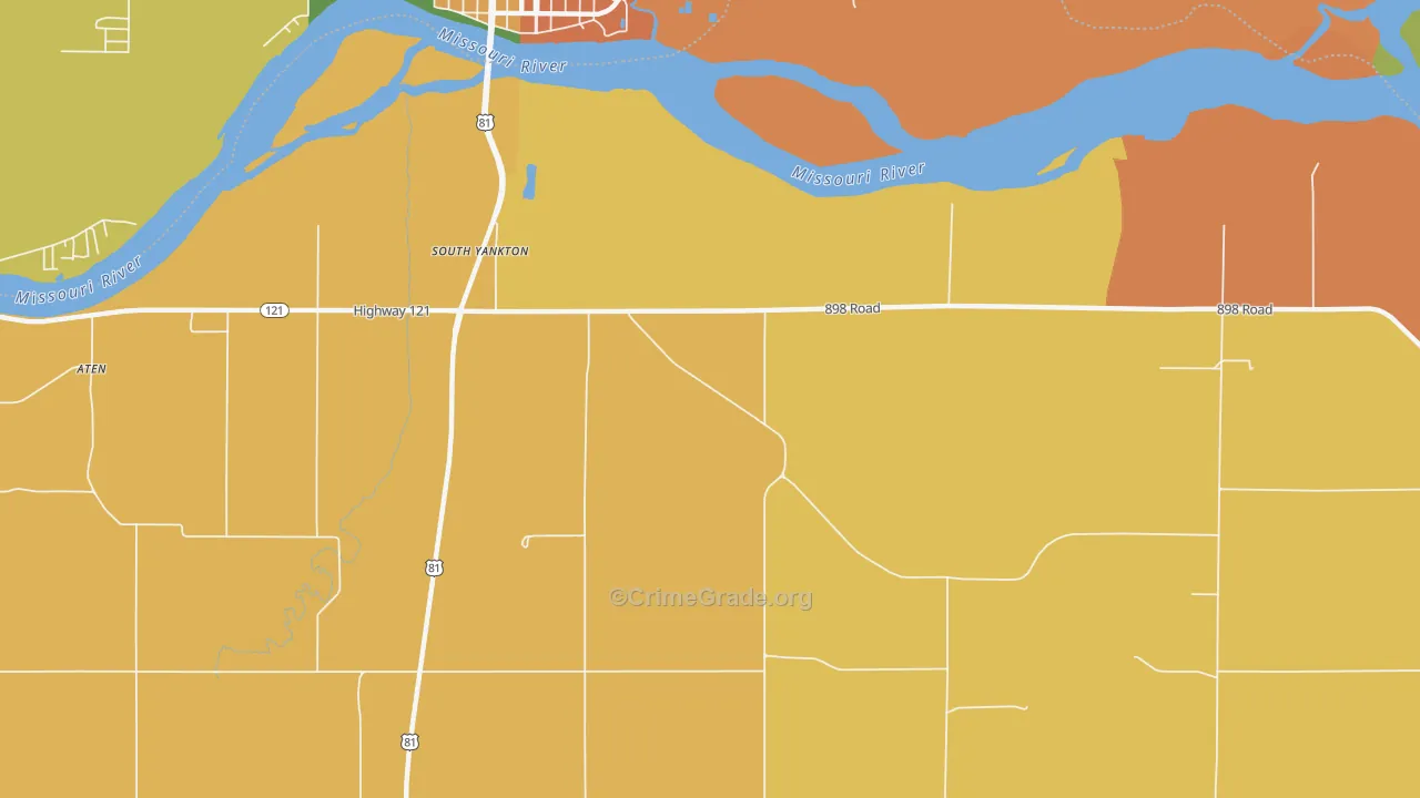 Yankton, NE Map of Robbery Rates