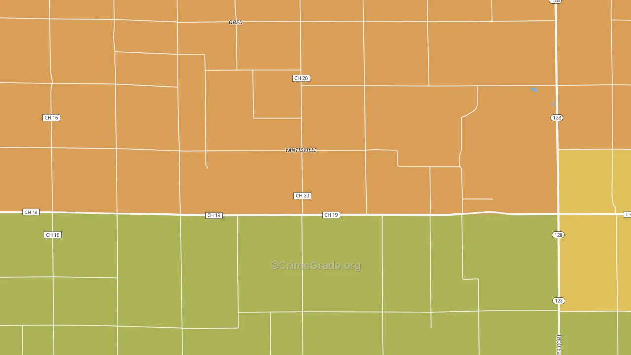 Yantisville, IL Map of Robbery Rates