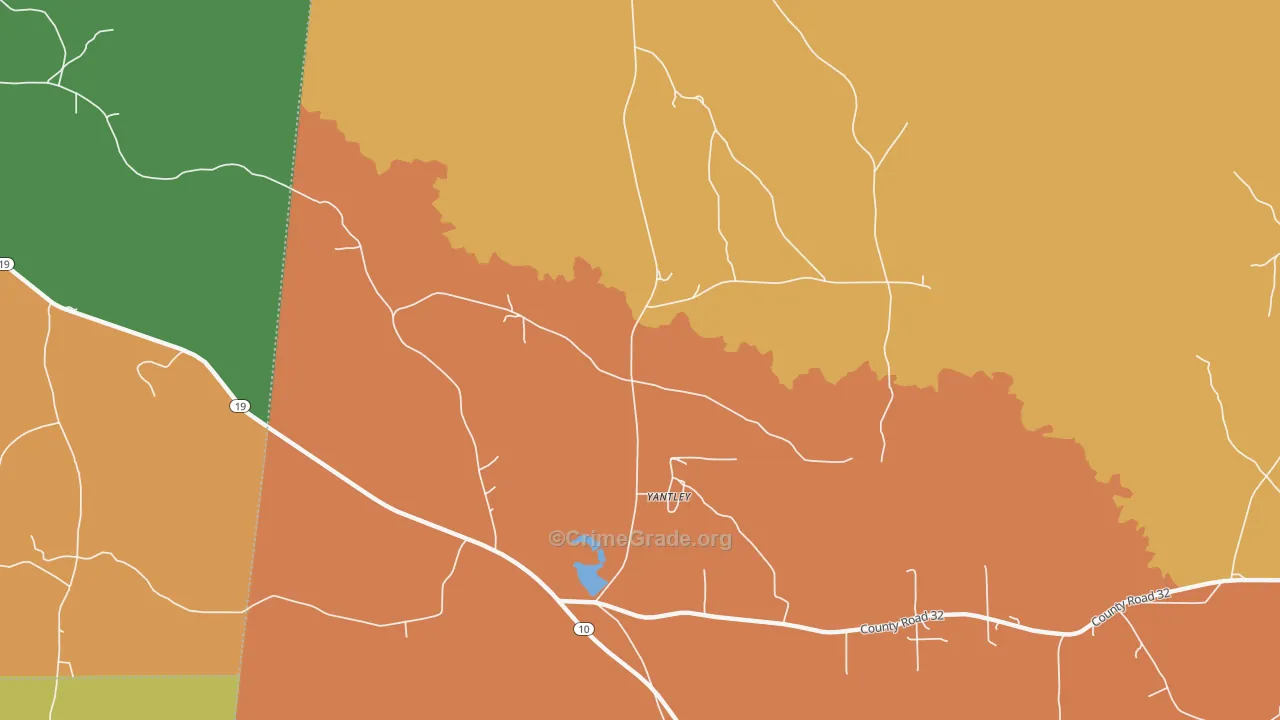 Yantley, AL Map of Robbery Rates