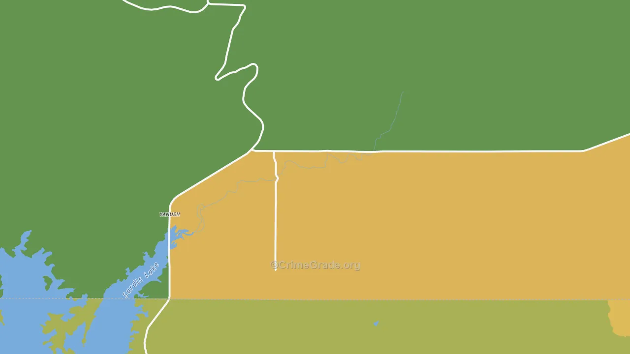 Yanush, OK Map of Robbery Rates