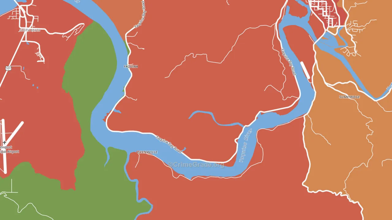 Yaquina, OR Map of Robbery Rates