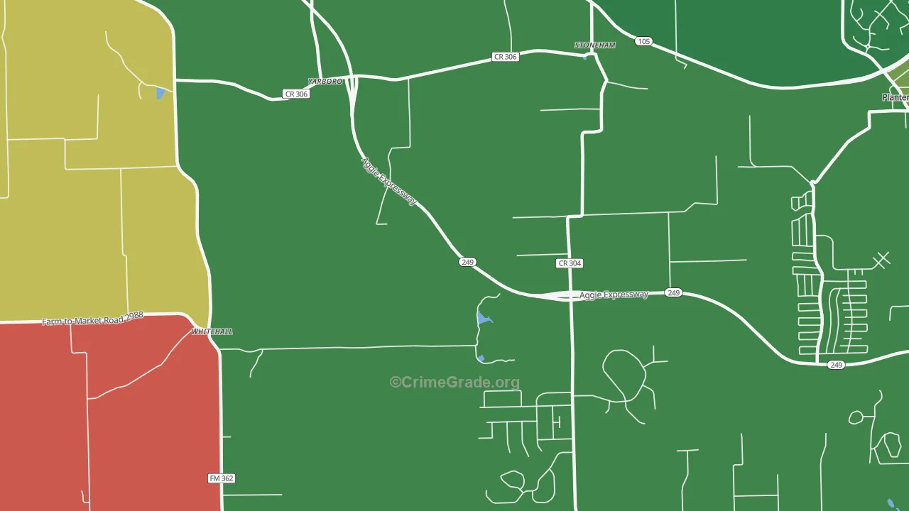 Yarboro, TX Map of Robbery Rates