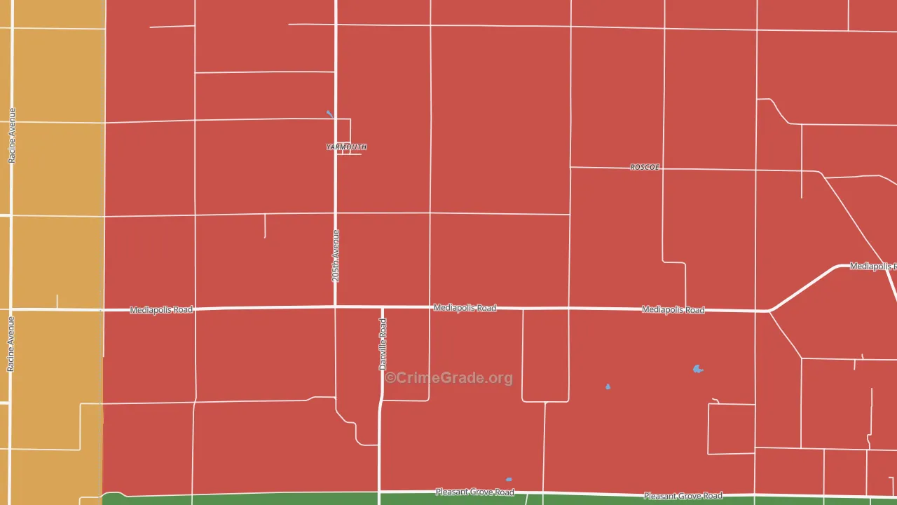 Yarmouth, IA Map of Robbery Rates