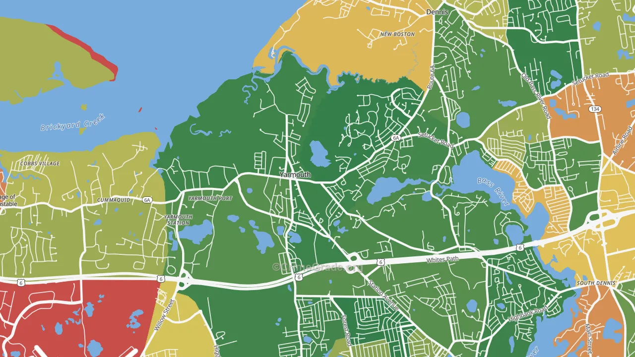 Yarmouth Port, MA Map of Robbery Rates