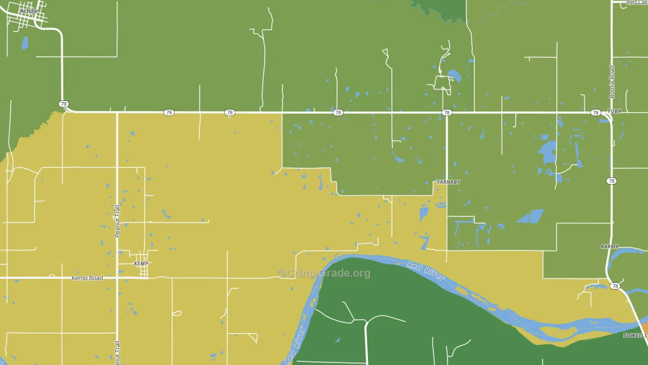 Yarnaby, OK Map of Robbery Rates