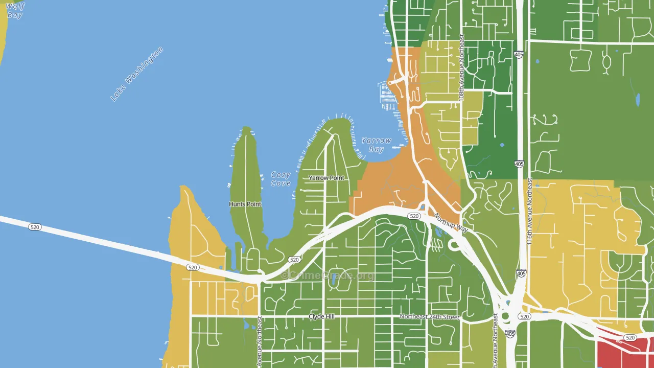 Yarrow Point, WA Map of Robbery Rates