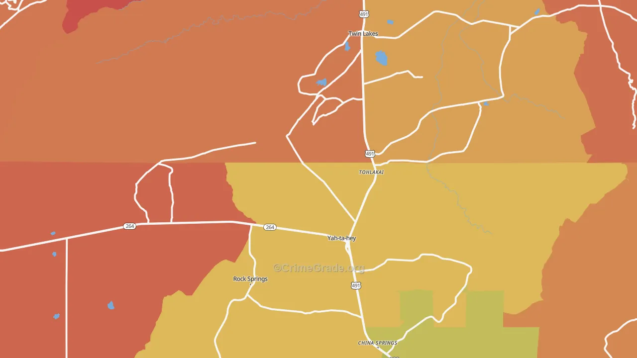 Yatahey, NM Map of Robbery Rates
