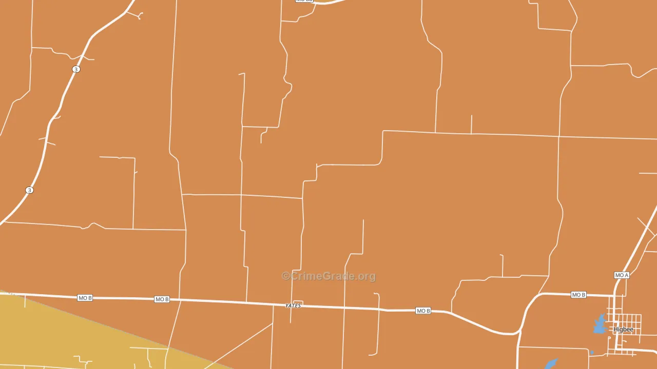 Yates, MO Map of Robbery Rates