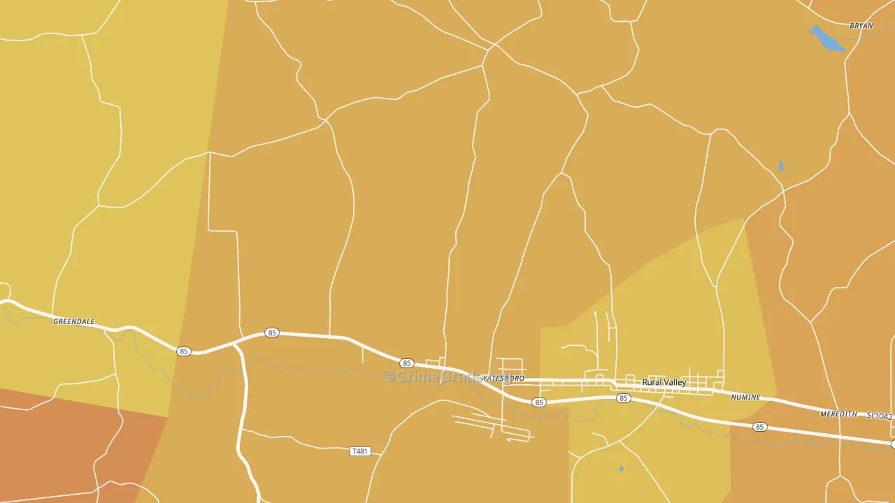 Yatesboro, PA Map of Robbery Rates