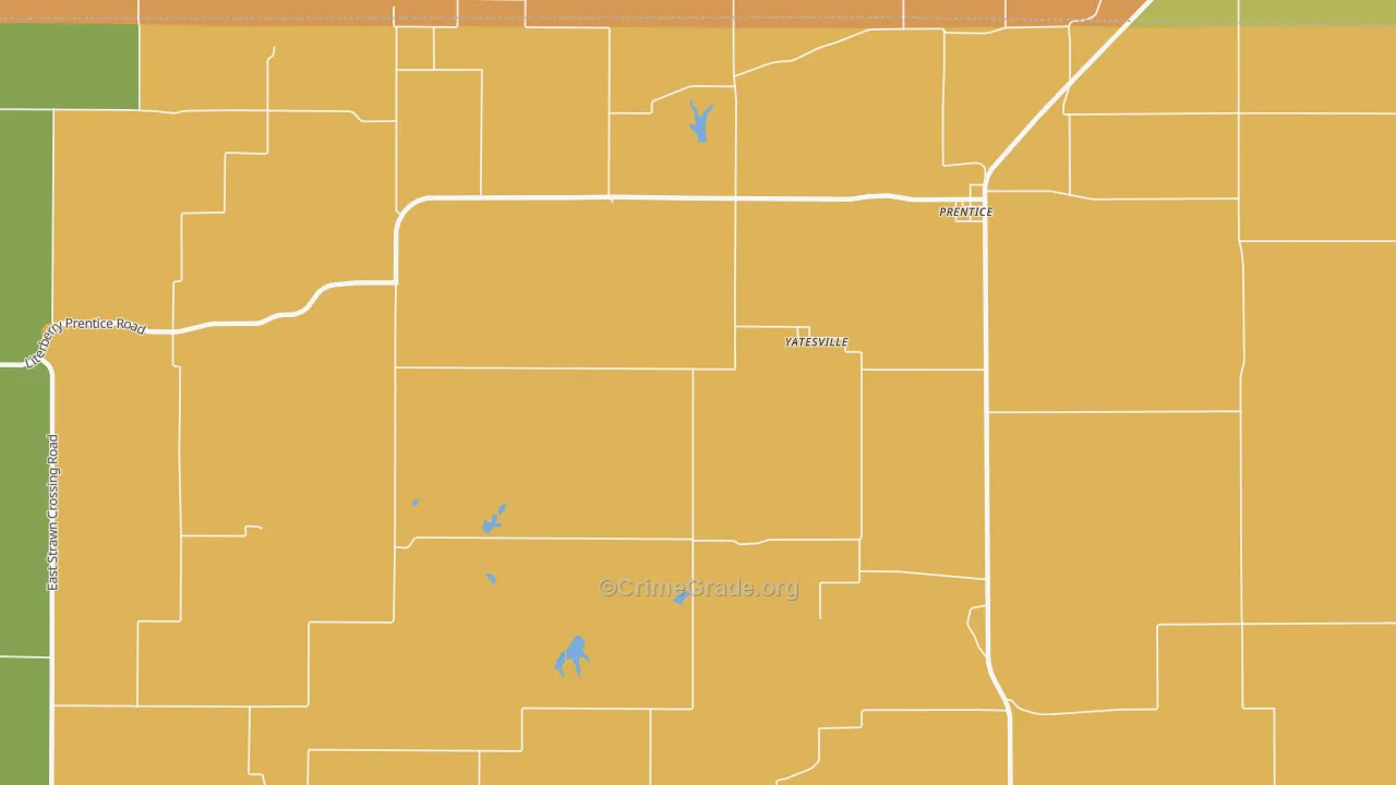 Yatesville, IL Map of Robbery Rates