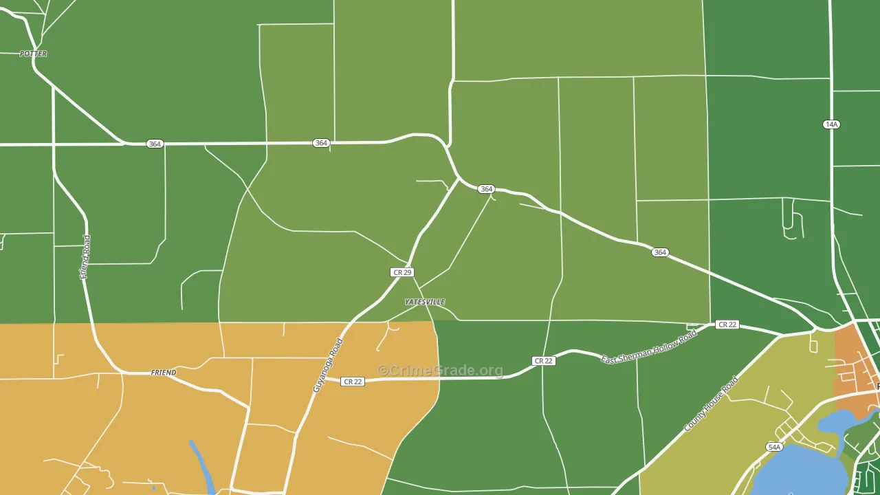 Yatesville, NY Map of Robbery Rates