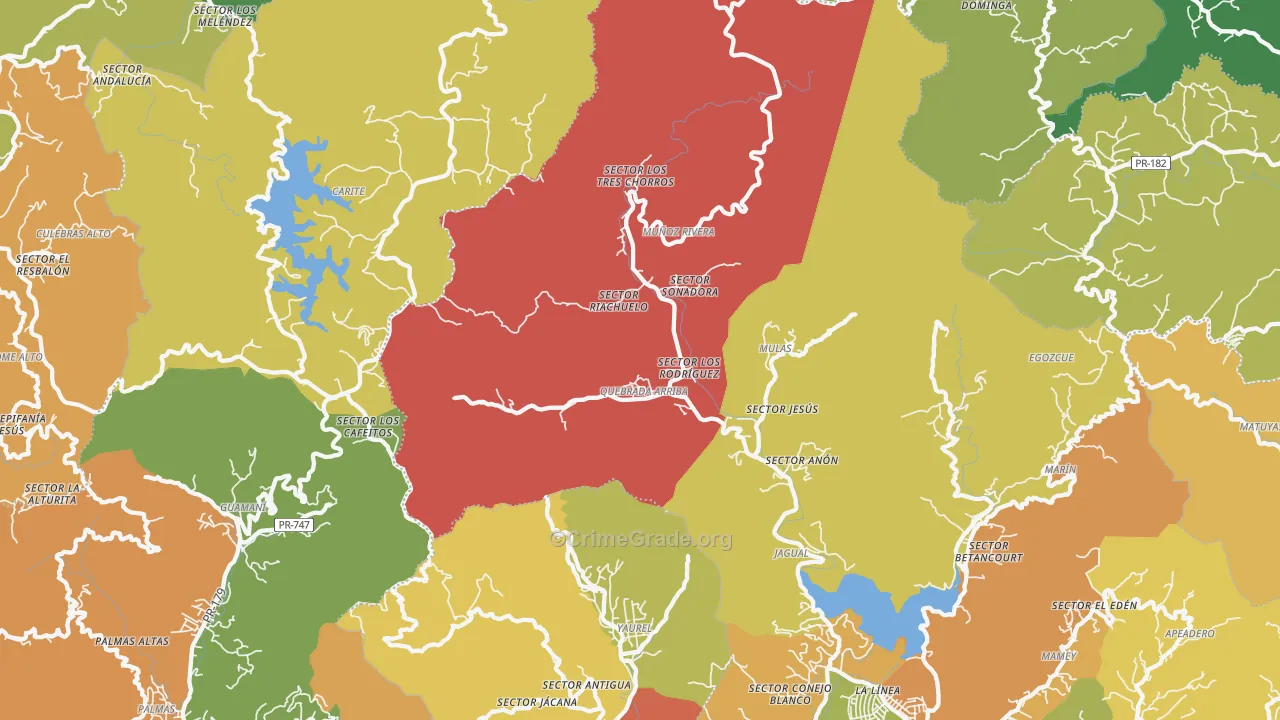 Yaurel, PR Map of Robbery Rates