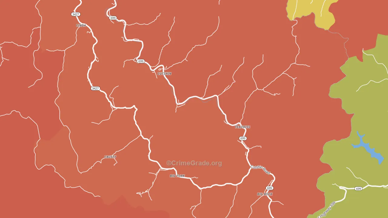 Yeaddiss, KY Map of Robbery Rates