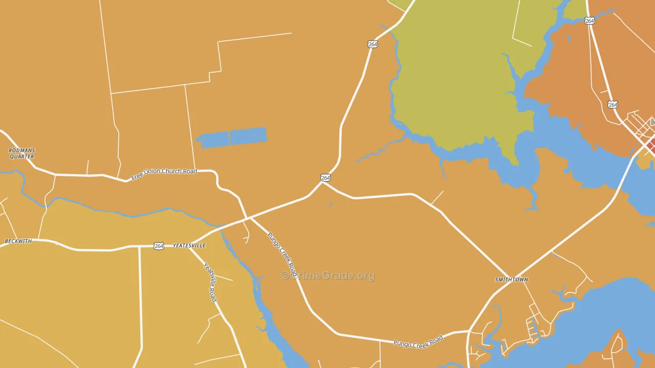 Yeatesville, NC Map of Robbery Rates