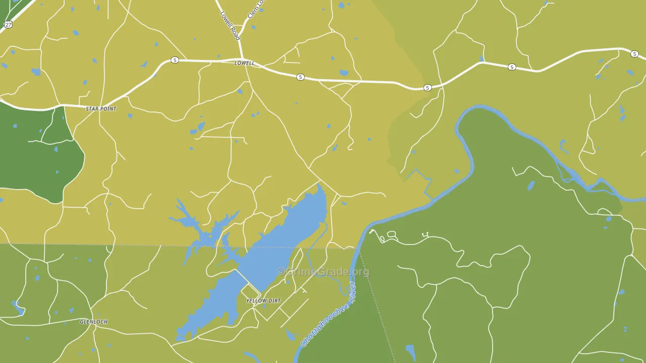 Yellow Dirt, GA Map of Robbery Rates