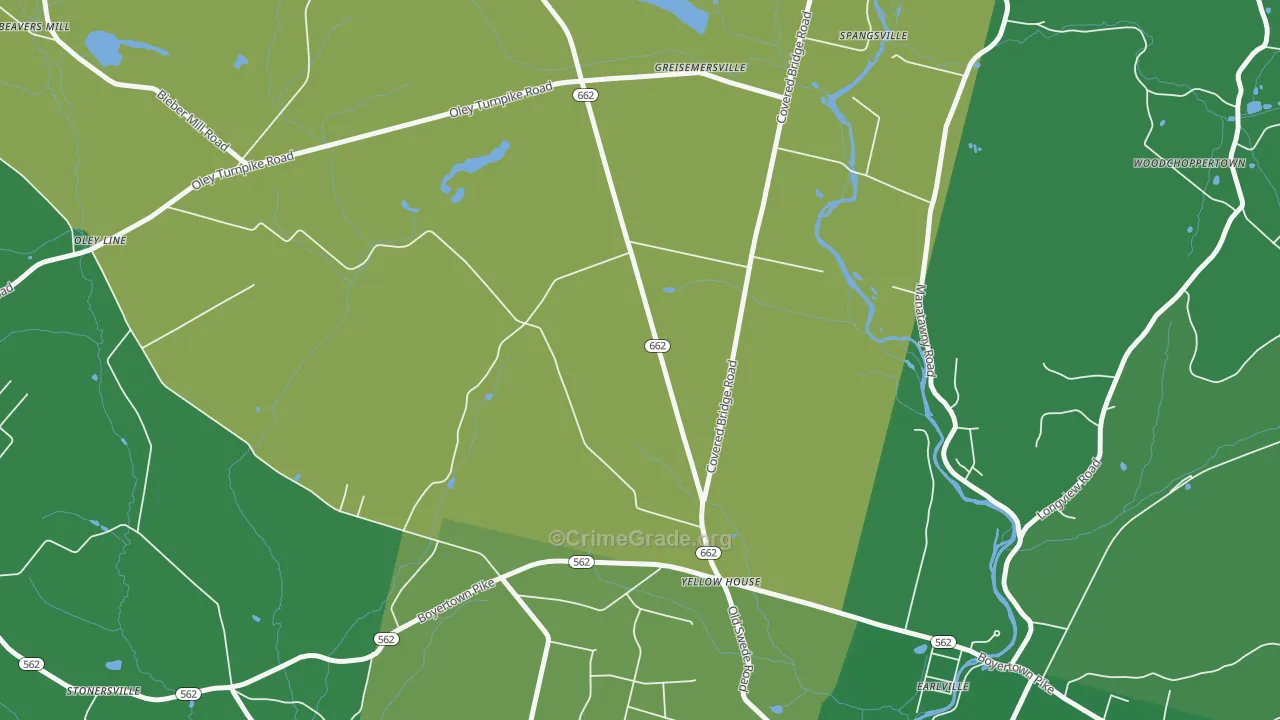 Yellow House, PA Map of Robbery Rates