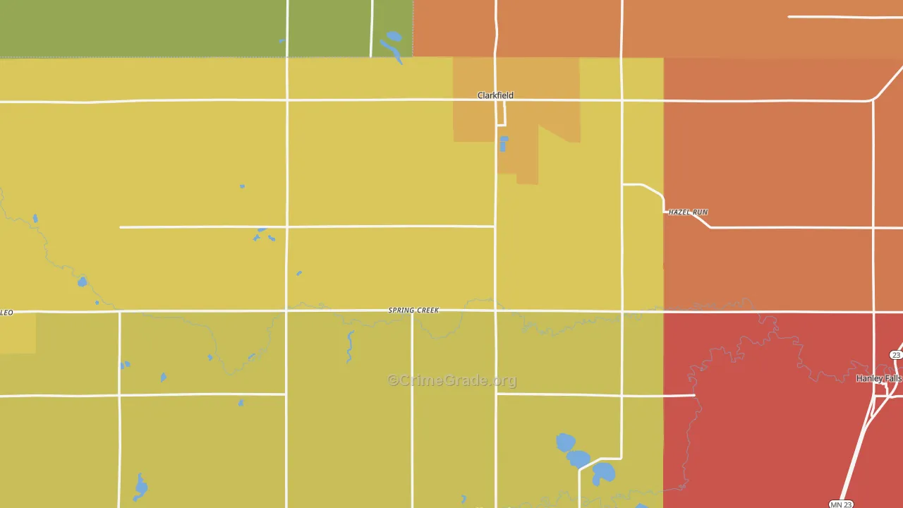 Yellow Medicine County, MN Map of Robbery Rates