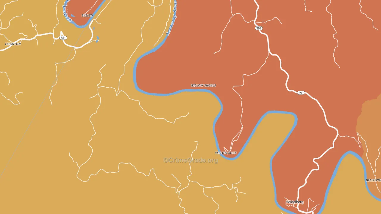Yellow Rock, KY Map of Robbery Rates