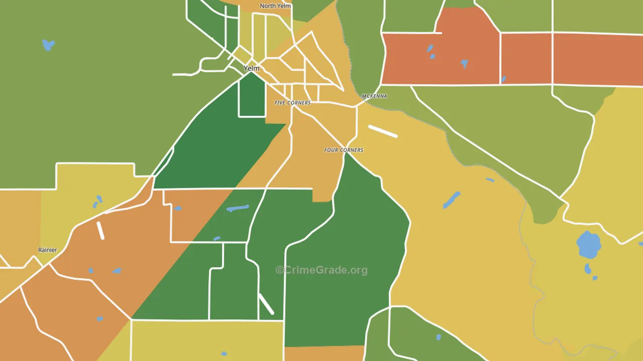 Yelm, WA Map of Robbery Rates