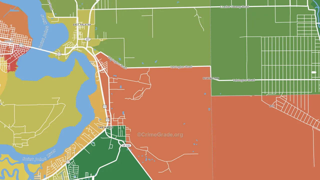 Yelvington, FL Map of Robbery Rates
