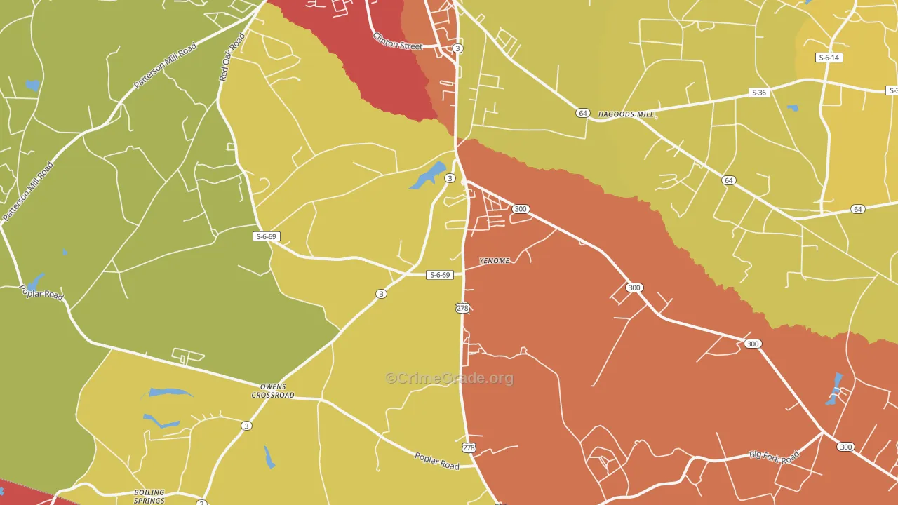Yenome, SC Map of Robbery Rates