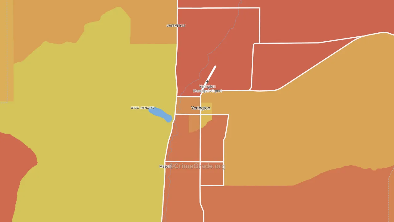 Yerington, NV Map of Robbery Rates